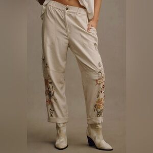 Pilcro Anthropologie Women’s Small Botanical Slim Linen Beach Cargo Pants